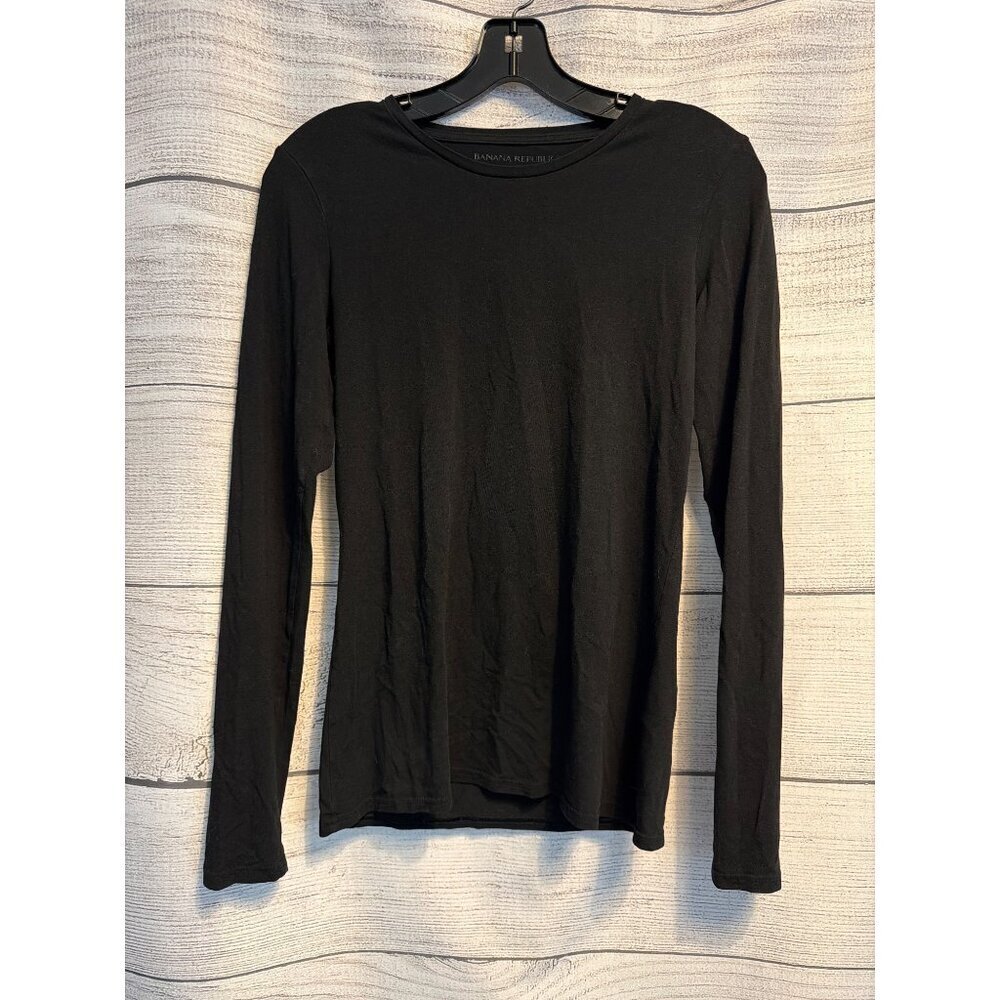 Banana Republic Black Long Sleeve Crew Neck Top Size S